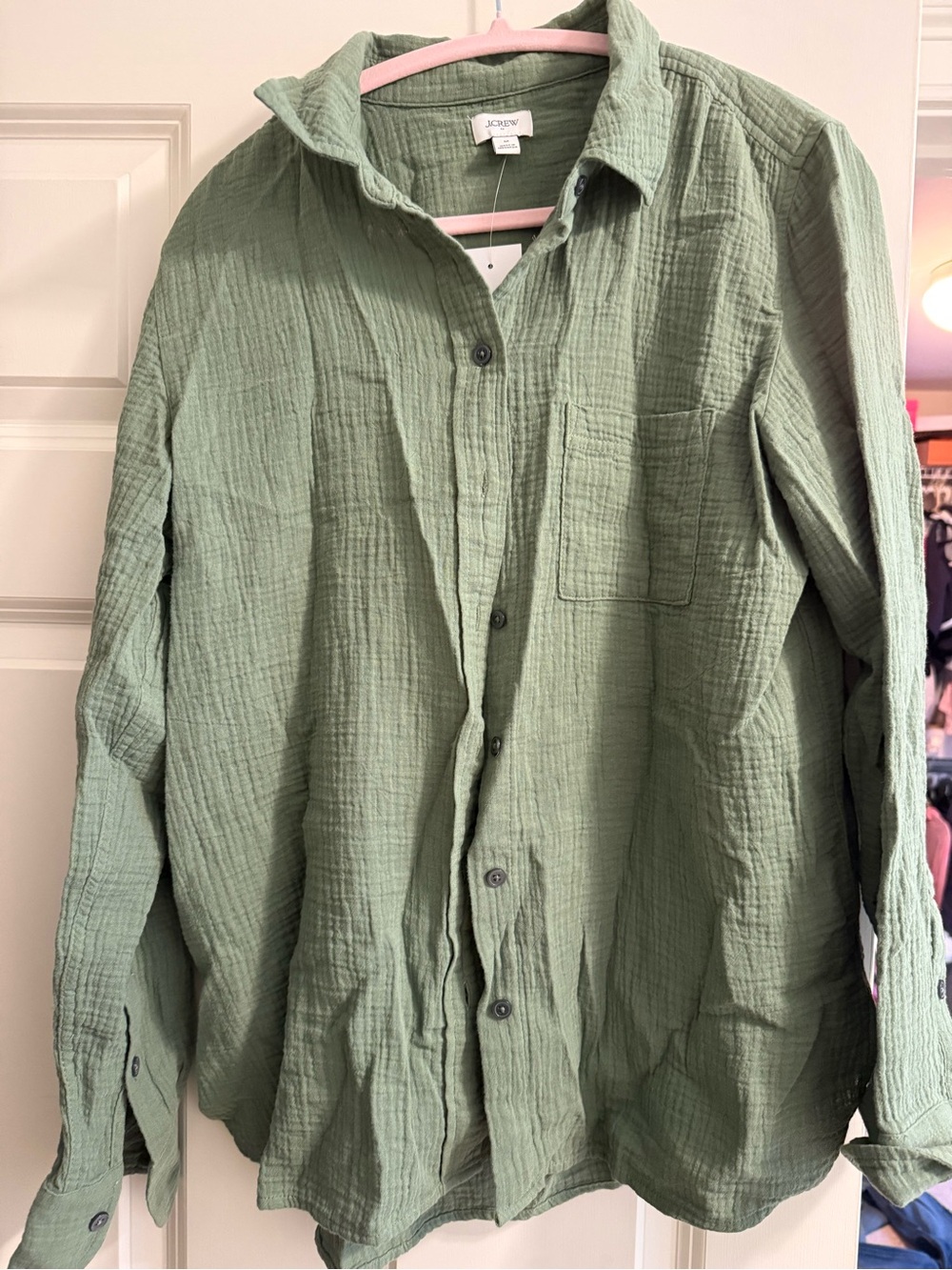 JCREW Medium Crinkle 100% button down shirt NWT